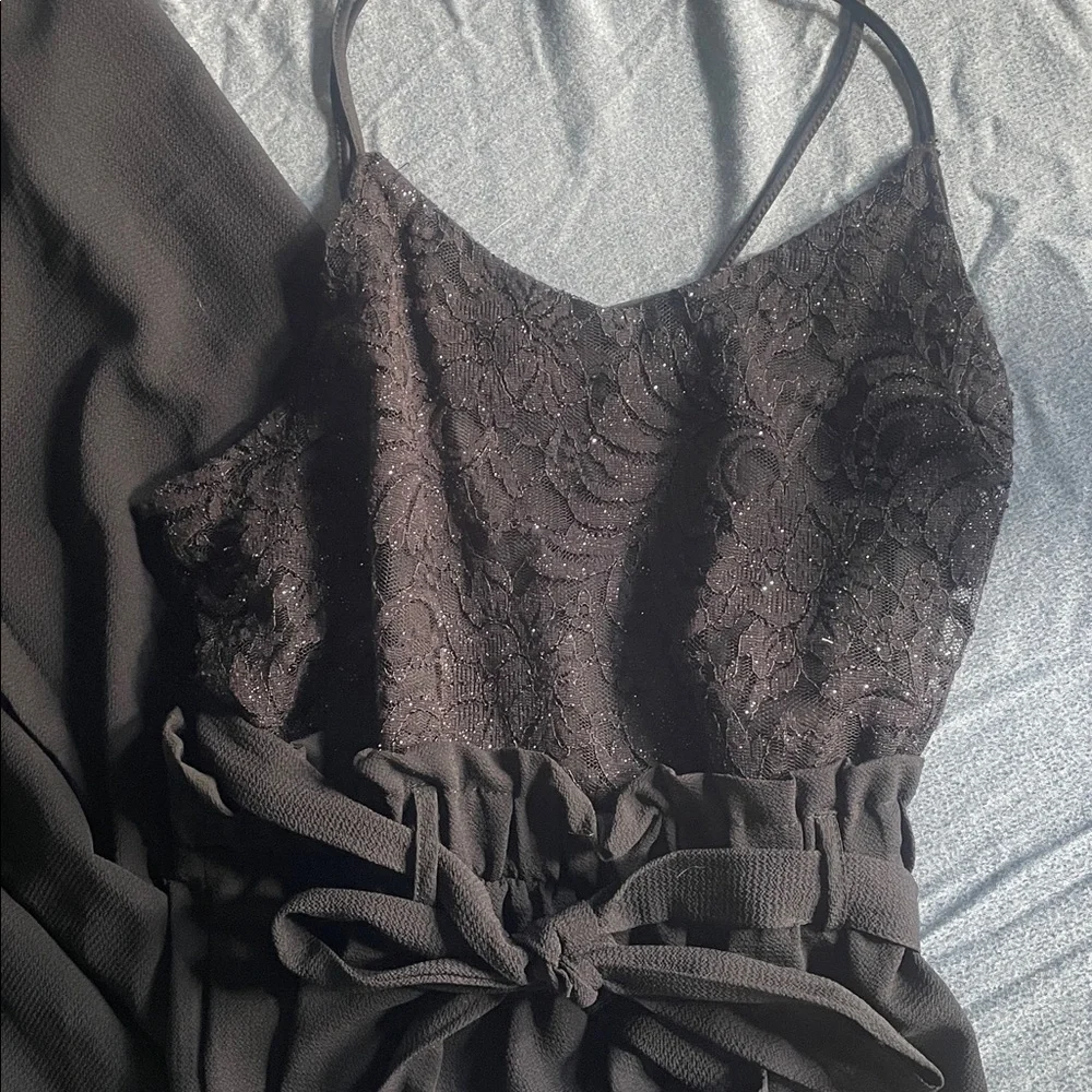 Charlotte Russe Black Lace Detail Jumpsuit size Xl - Picture 2 of 4